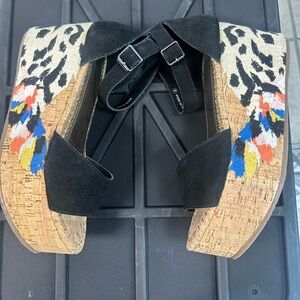 Naughty Monkey Virago Black Platform Wedge Sandals with Embroidery 8 Boho Indie
